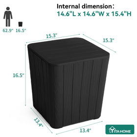 YITAHOME interior storage reveals 11.5 gallon space for cushions or decor items.