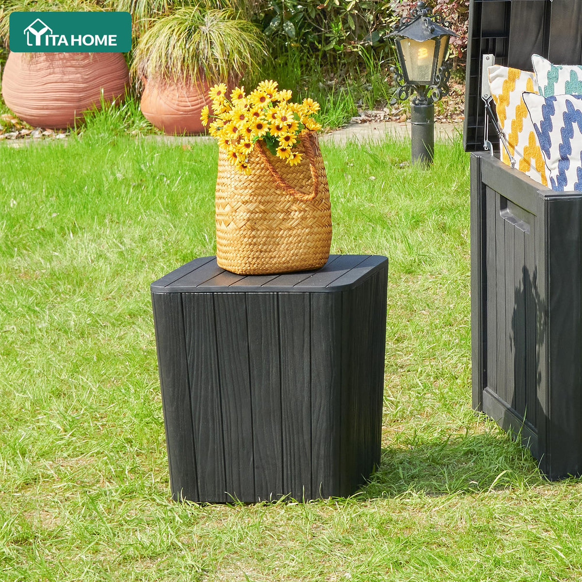 YITAHOME multi-function use image shows table, storage, and seating possibilities.