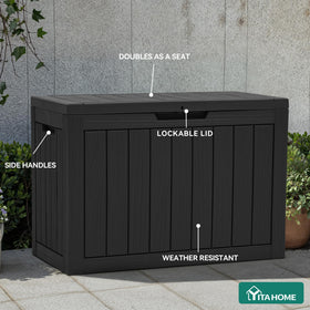 YITAHOME weather-resistant box protects cushions from sun and rain.
