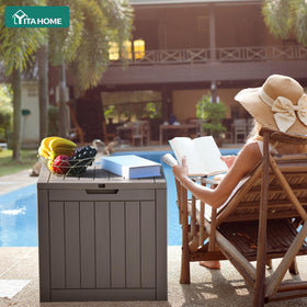 YITAHOME patio storage doubles as side table for drinks and plants