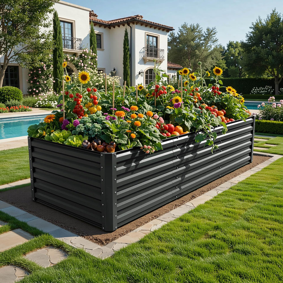YITAHOME raised garden bed with open base showing drainage and root room