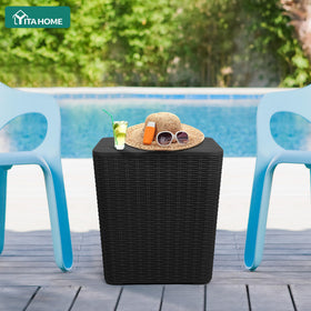 YITAHOME resin rattan in black finish adds weatherproof style