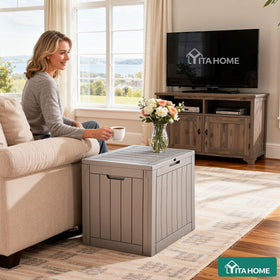 YITAHOME resin deck box resists weather and fading for patio cushions