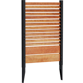YITAHOME trash can hider hides clutter behind a wood screen