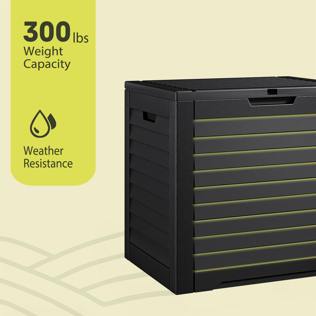 Close-up of weatherproof poly resin highlights durable exterior.