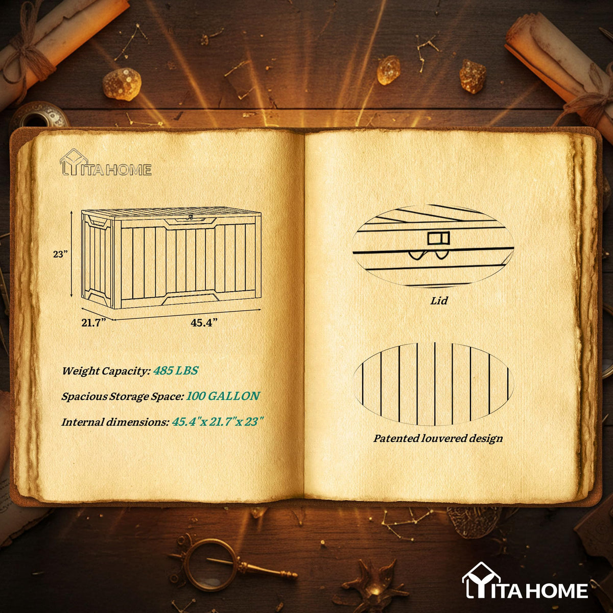 Wood grain texture on YITAHOME box complements patio decor