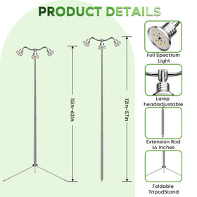Yiyehu height-adjustable grow light showcasing scalable coverage for plants.
