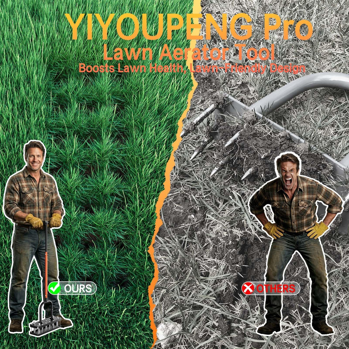 YIYOUPENG aerator designed for clay, sand, and loam soils with ease.
