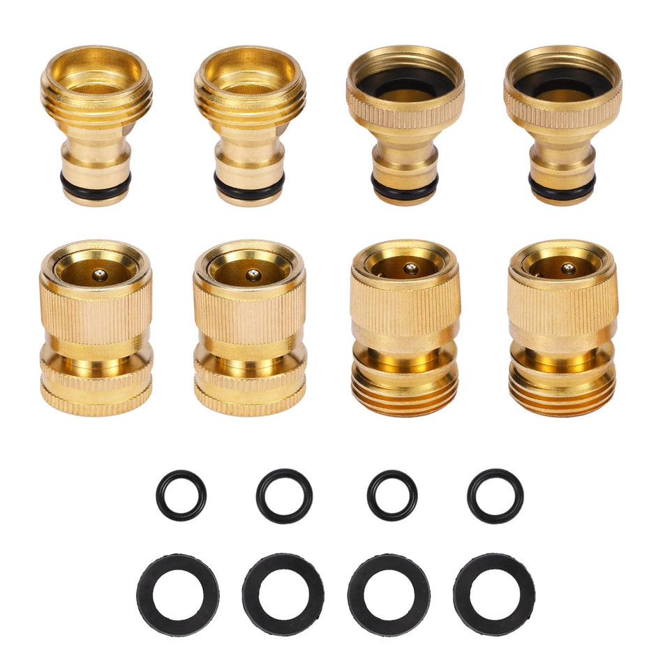 Yizerel brass garden hose quick-connect set assembly shows durable, universal 3/4-inch fitting.