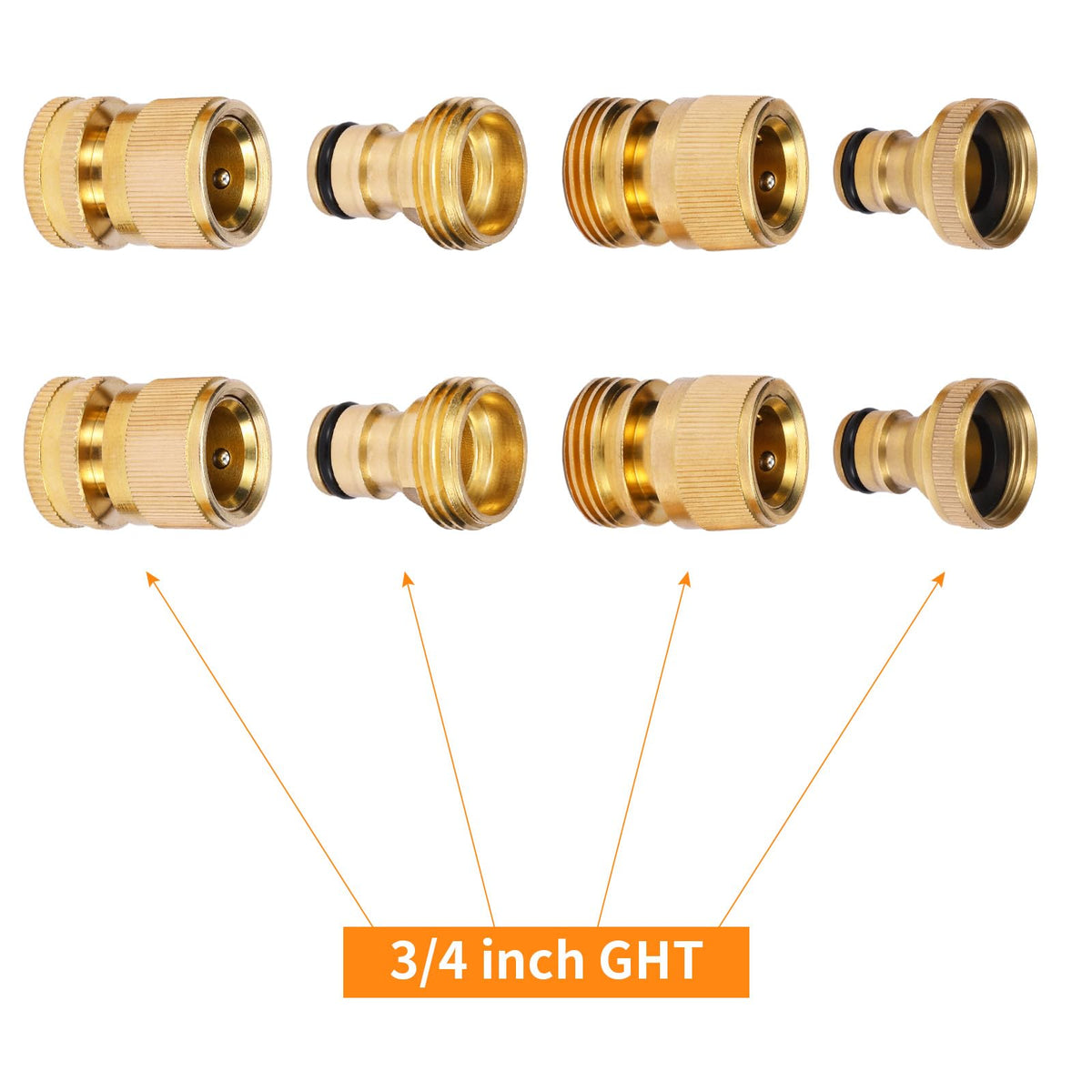 Yizerel brass male connector close-up shows secure, leak-free connection potential.