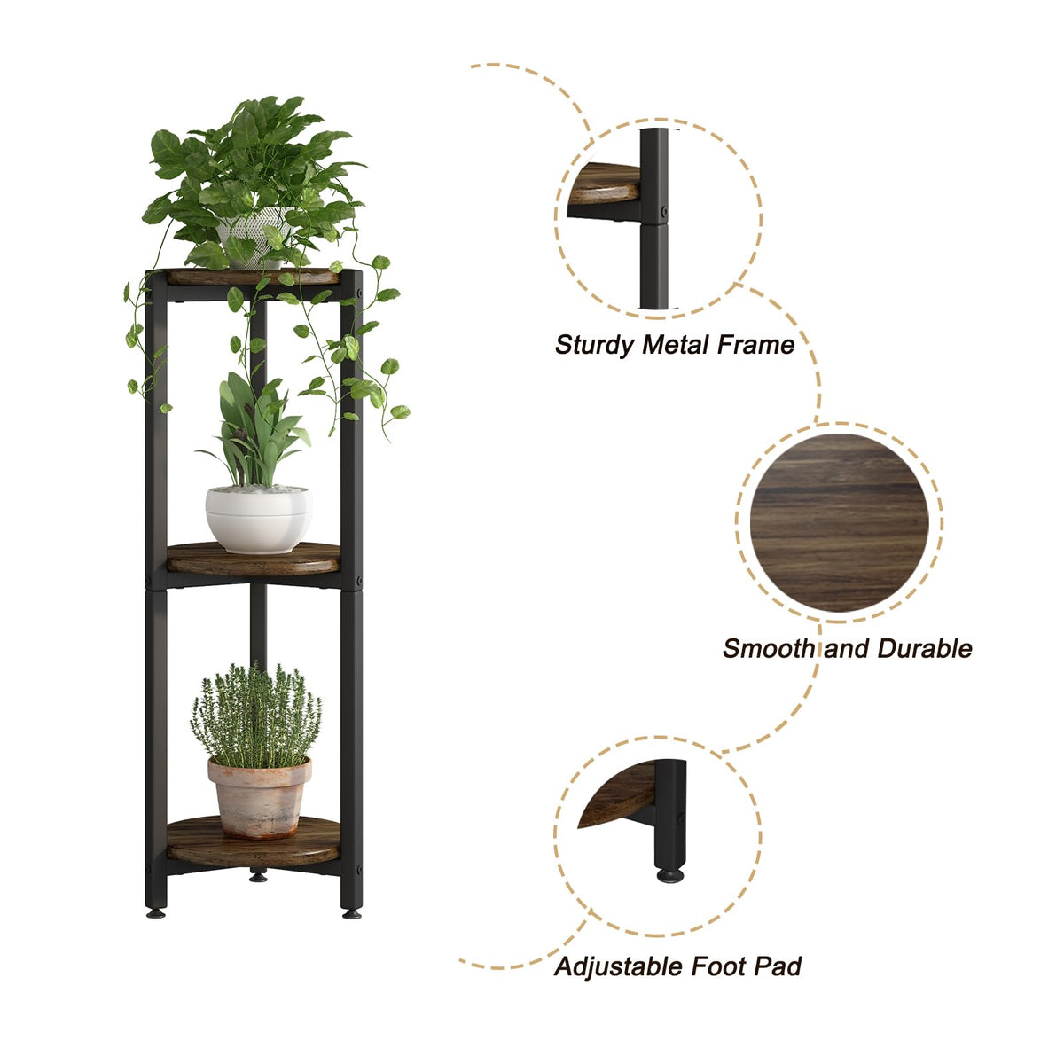 YIZAIJIA plant stand in living room setting demonstrating compact height for indoor decor.