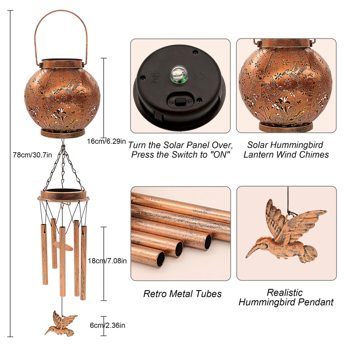 YJFWAL five-tube wind chime produces soothing deep tones with breeze
