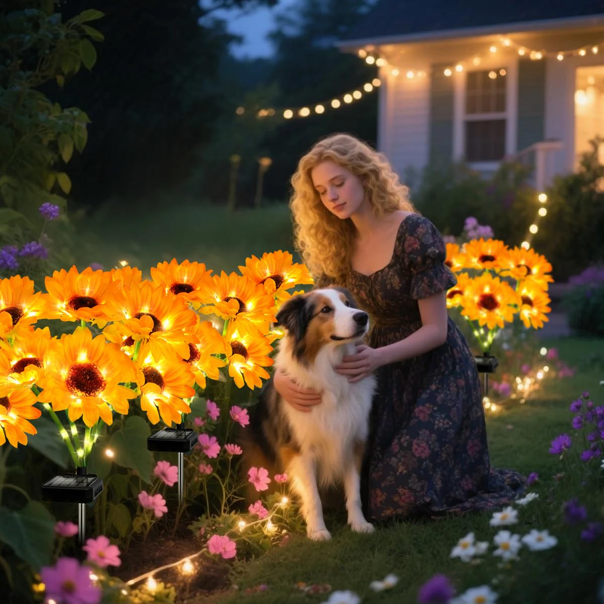 YJFWAL IP65 waterproof solar garden lights withstand rain and snow.