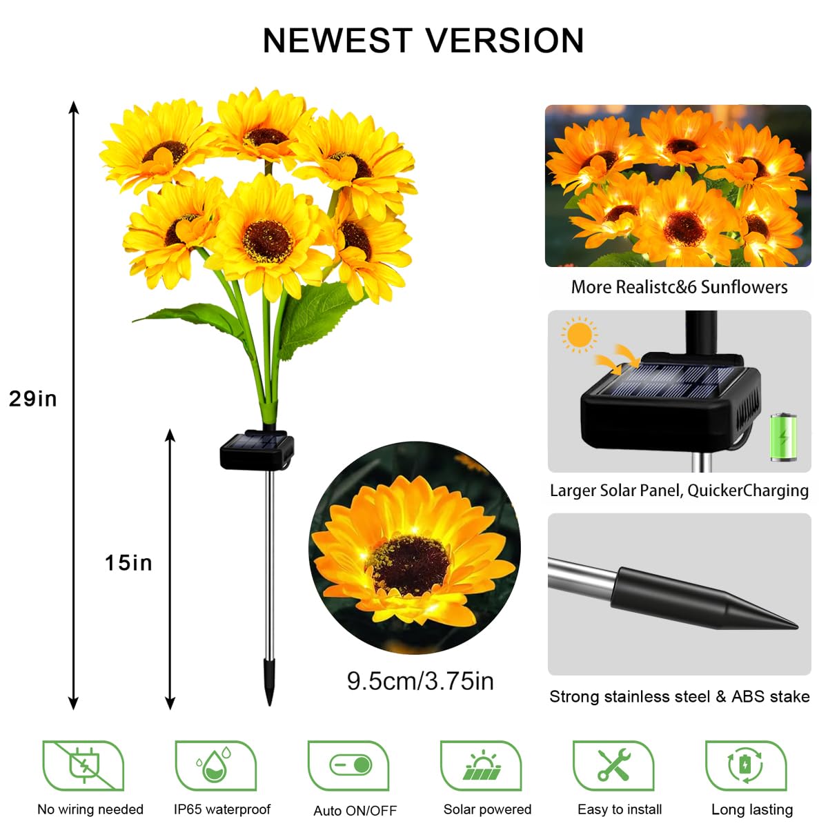 YJFWAL sunflower bouquet lights ideal for garden paths and patios.