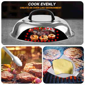 YJHOLE basting cover preserves juices and reduces flare-ups during grilling