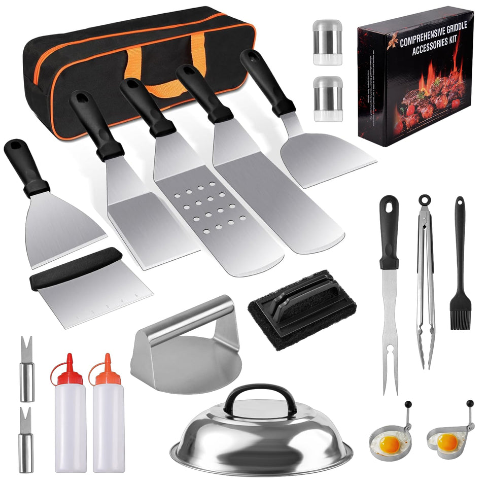 YJHOLE long griddle spatula for precise flipping on Blackstone griddles and flat tops