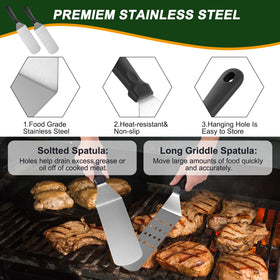 YJHOLE slotted griddle spatula drains fat while keeping burgers intact
