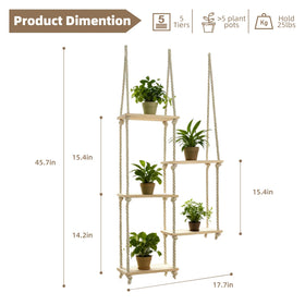 YJREW adjustable rope shelf system keeps plants level and secure.