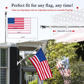 YKFLY stainless steel pole with rotating rings for easy flag mounting.