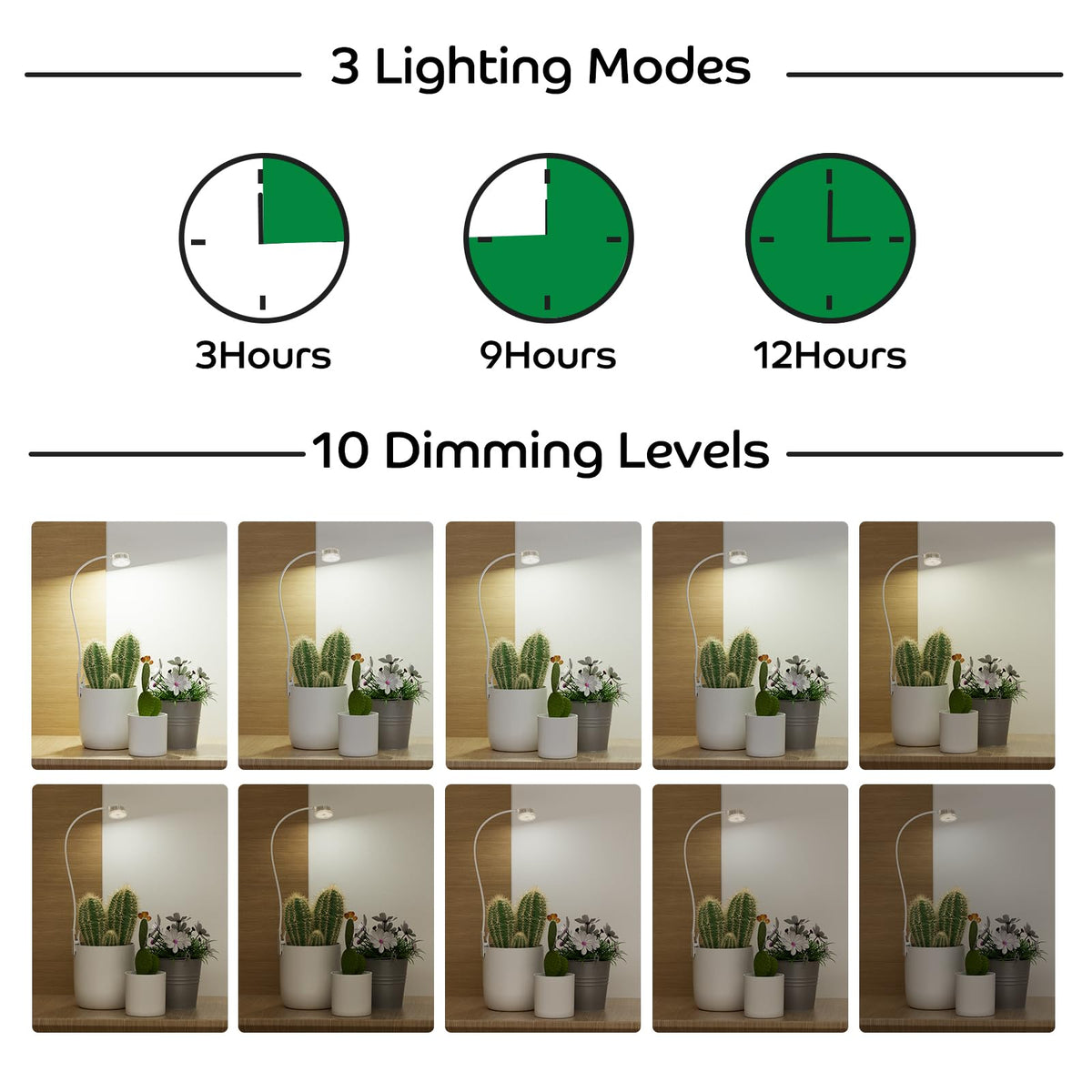 YKoliron grow light with 360-degree gooseneck enables precise plant lighting.