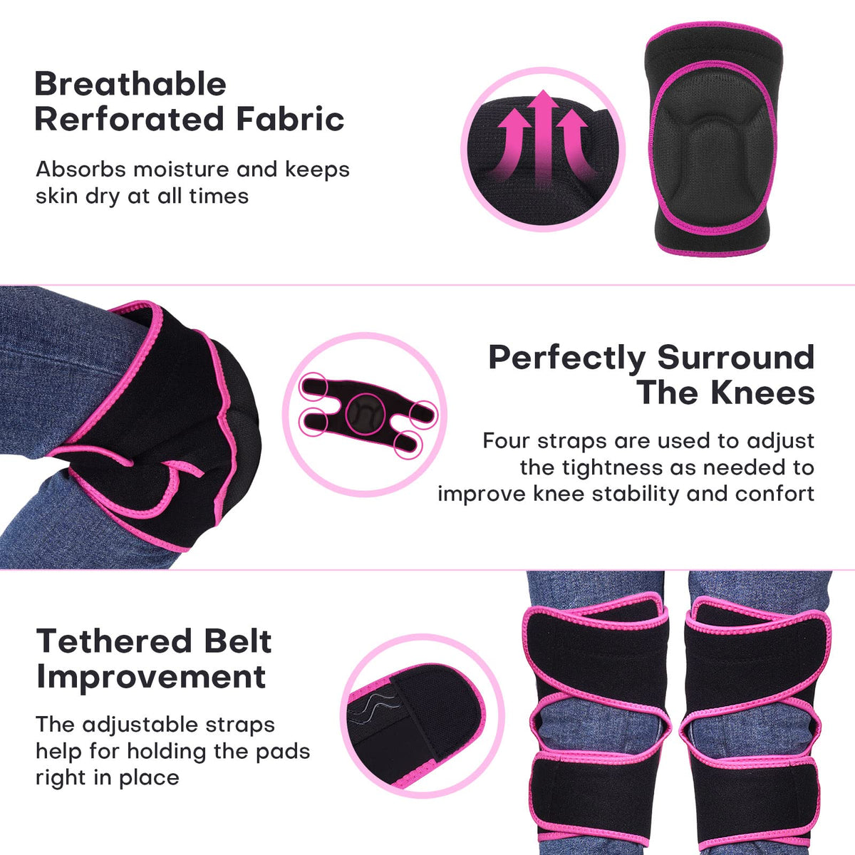 YKTSUJ knee pads feature adjustable Velcro for a custom fit