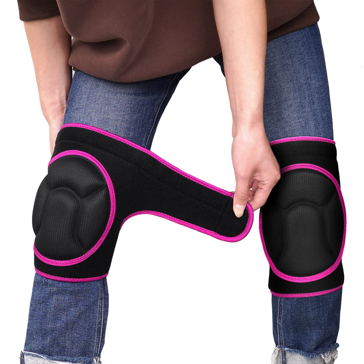 YKTSUJ knee pads show anti-skid straps for secure wear