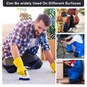 YKTSUJ knee pads in black with blue edge for visibility on job sites.