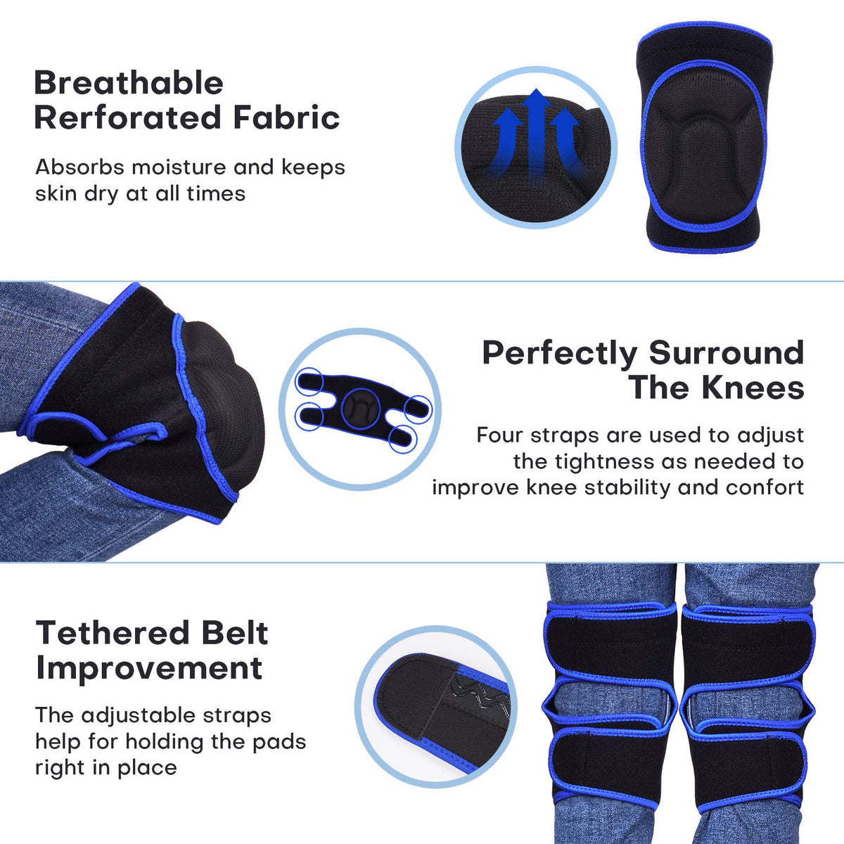 YKTSUJ knee pads offer a non-slip sole for stability on uneven ground.