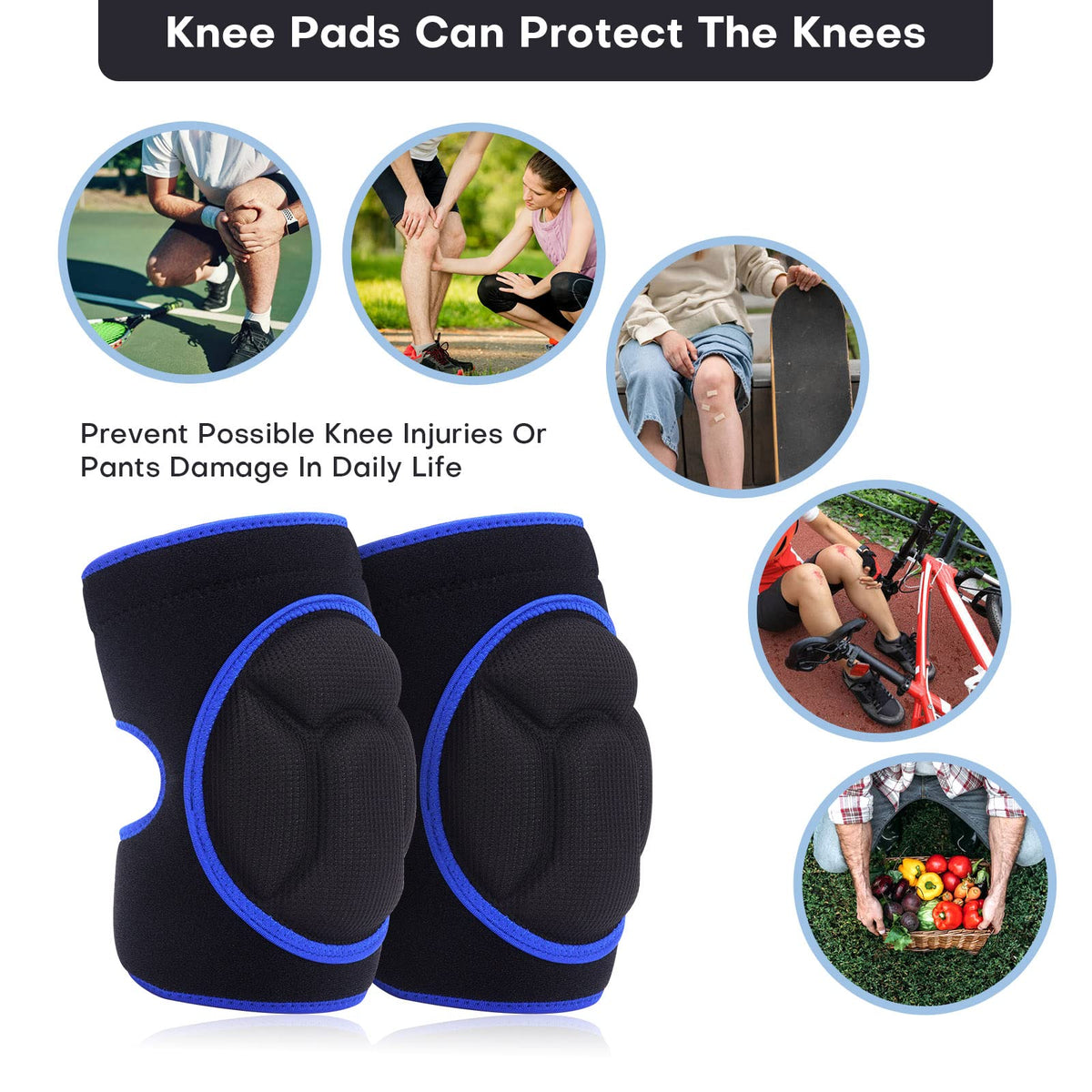 YKTSUJ knee pads feature soft padding cushioning knees during chores.