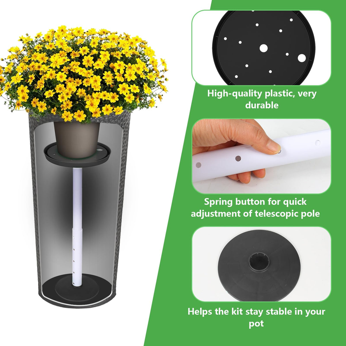 YLSAZL planter insert stability enables safe plant repositioning.