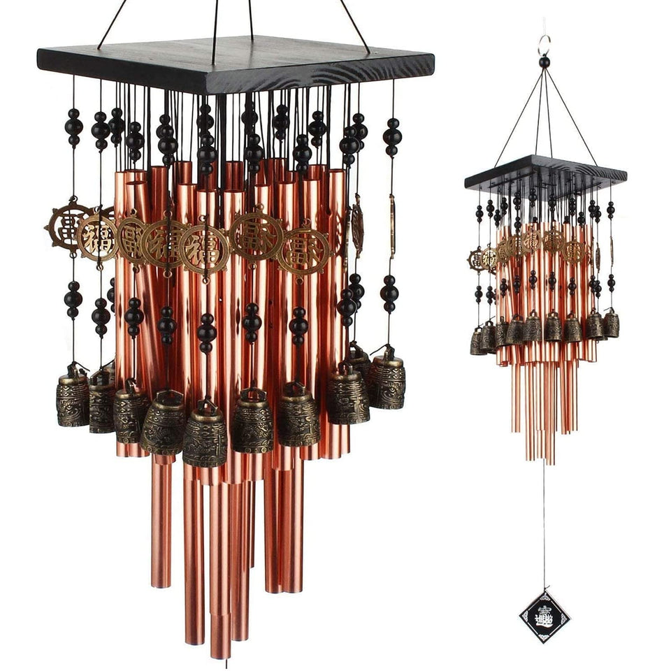 YLYYCC wind chimes with 28 copper tubes and 16 bronze bells create soothing outdoor tones.