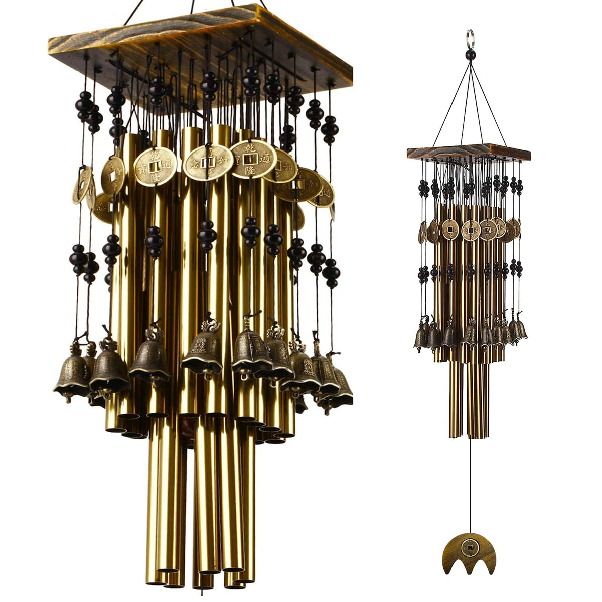YLYYCC wind chimes 30-inch outdoor wood top for garden ambience.