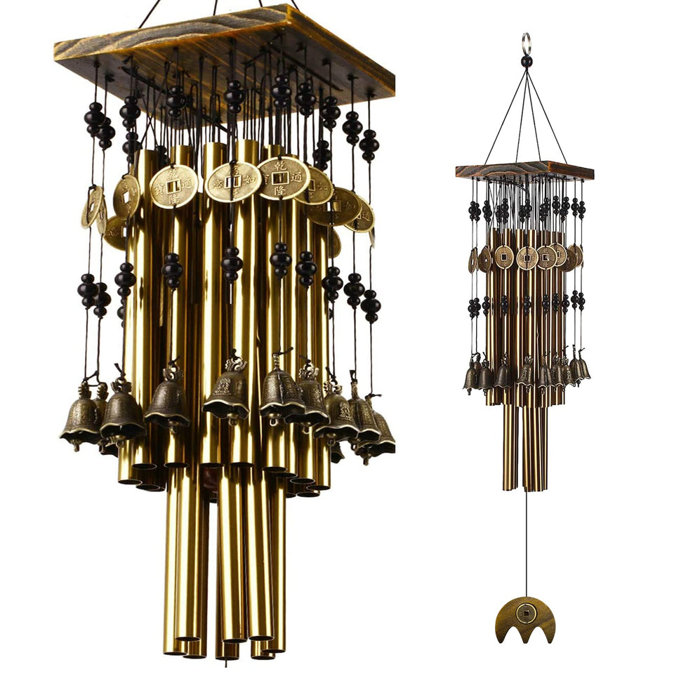 YLYYCC wind chimes 30-inch outdoor wood top for garden ambience.