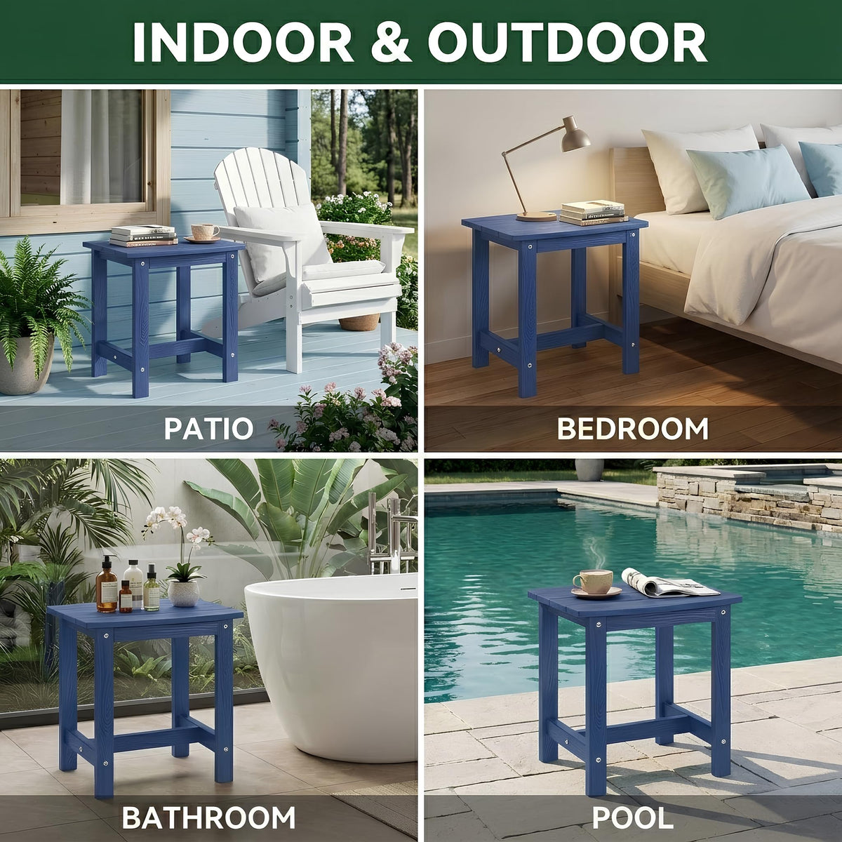 Y&M outdoor side table showing simple assembly steps