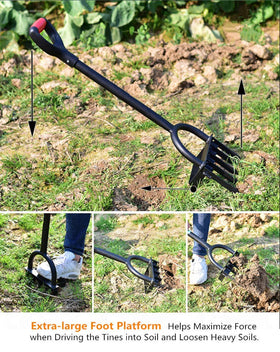 Ymachray long-handled digging fork with ergonomic grip