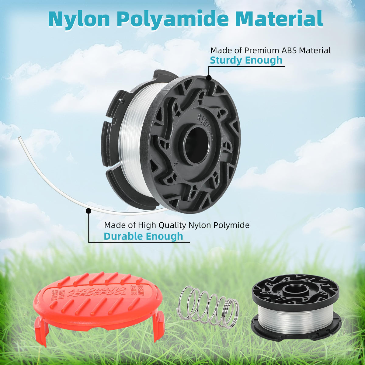 YMHB AF-100 ABS spool close up highlights durable construction