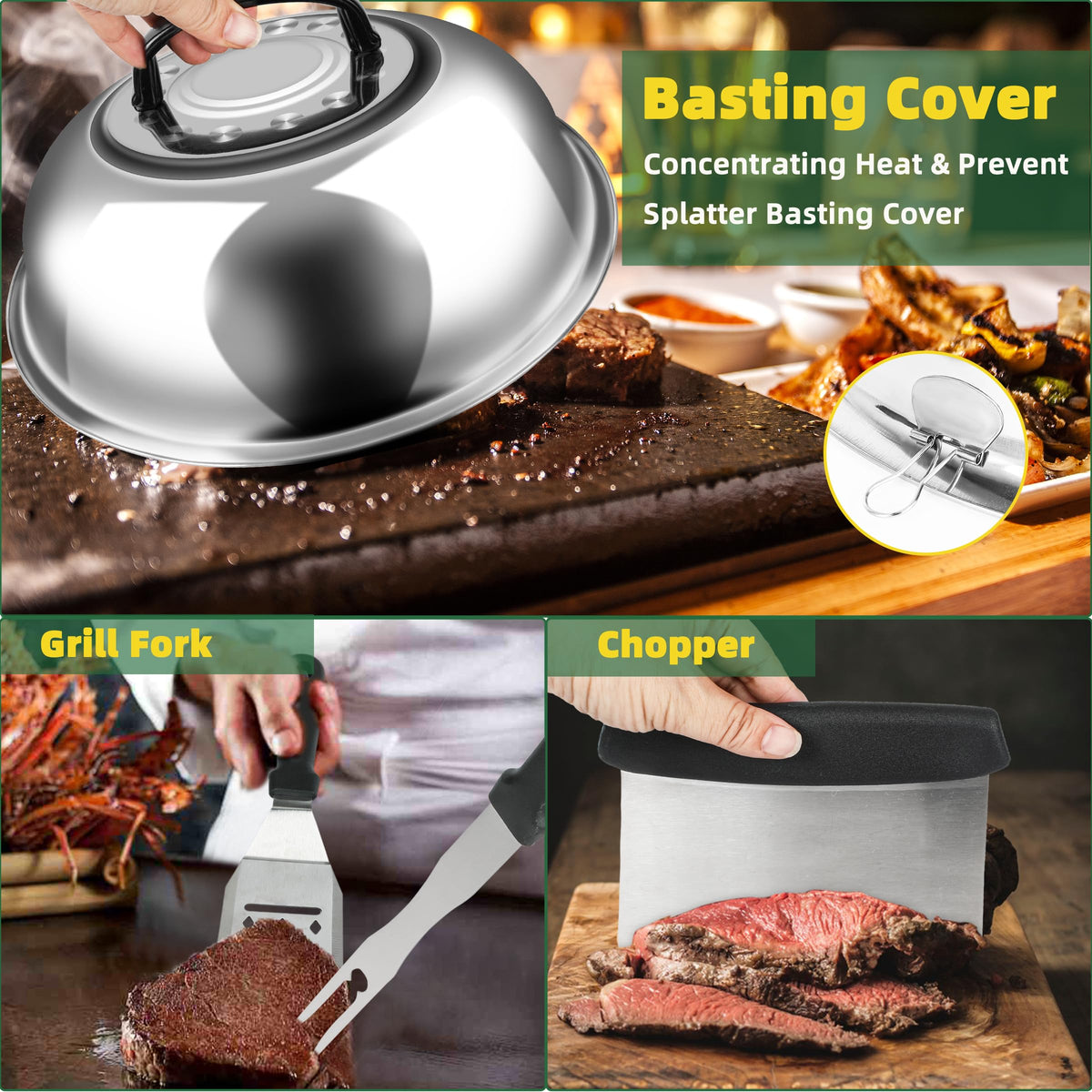 YMHB burger press designed for thick, uniform patties and searing.