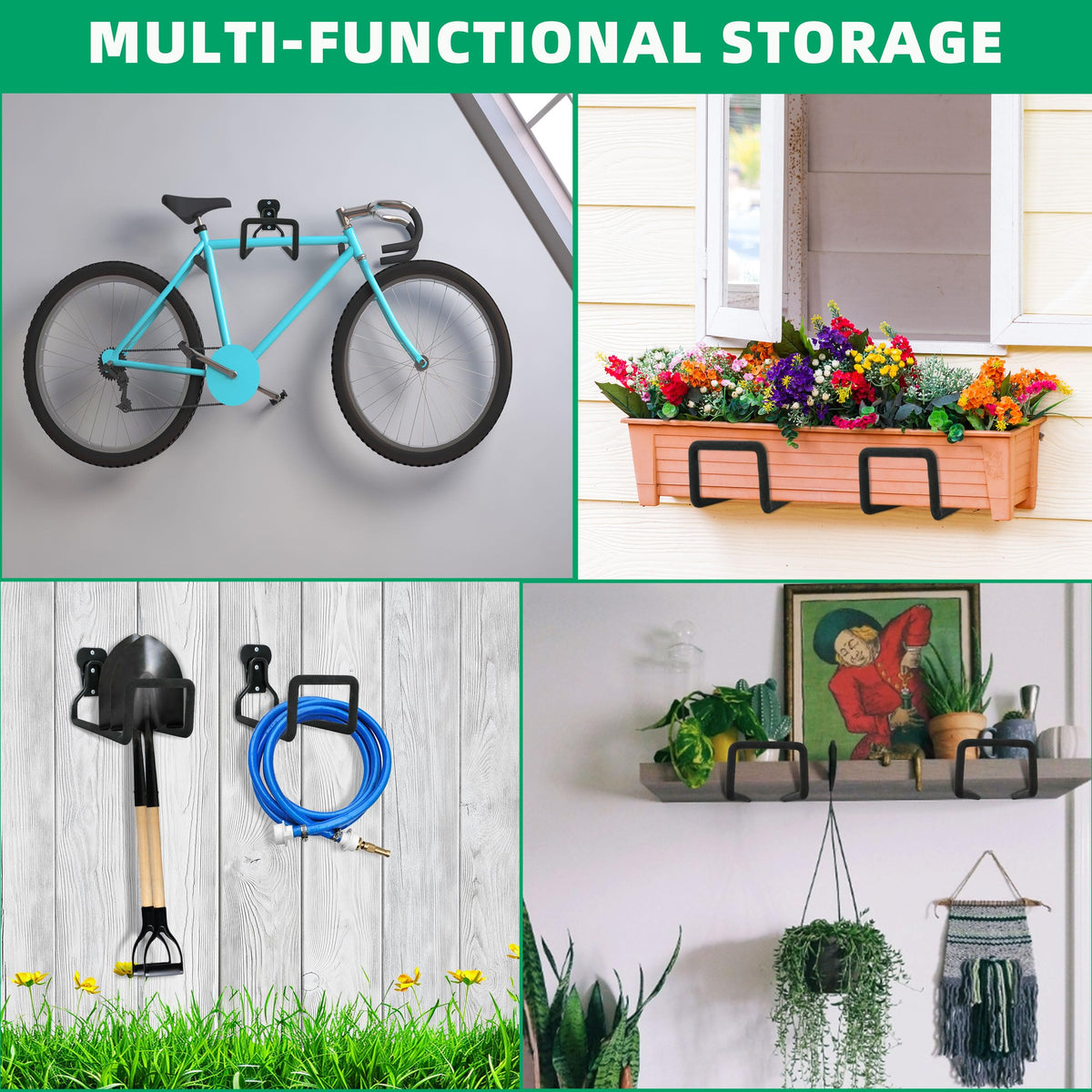 YMHB wall-mount-hose-rack-kit keeps garage hoses neatly organized and ready for use.