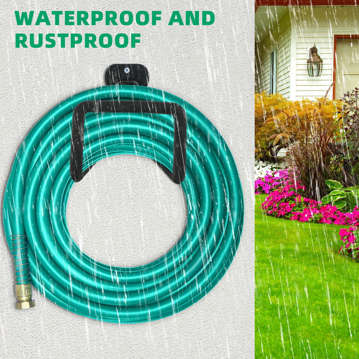 YMHB water-hose-holder-for-yard-organization keeps hoses off the ground and easy to access.