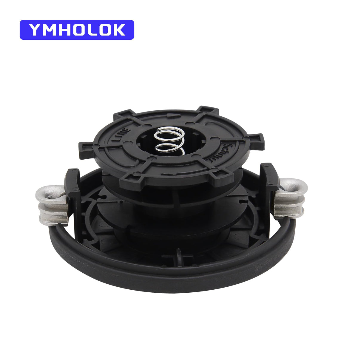 Ymholok easy-install assembly showing tool-free rebuild for weedeaters.