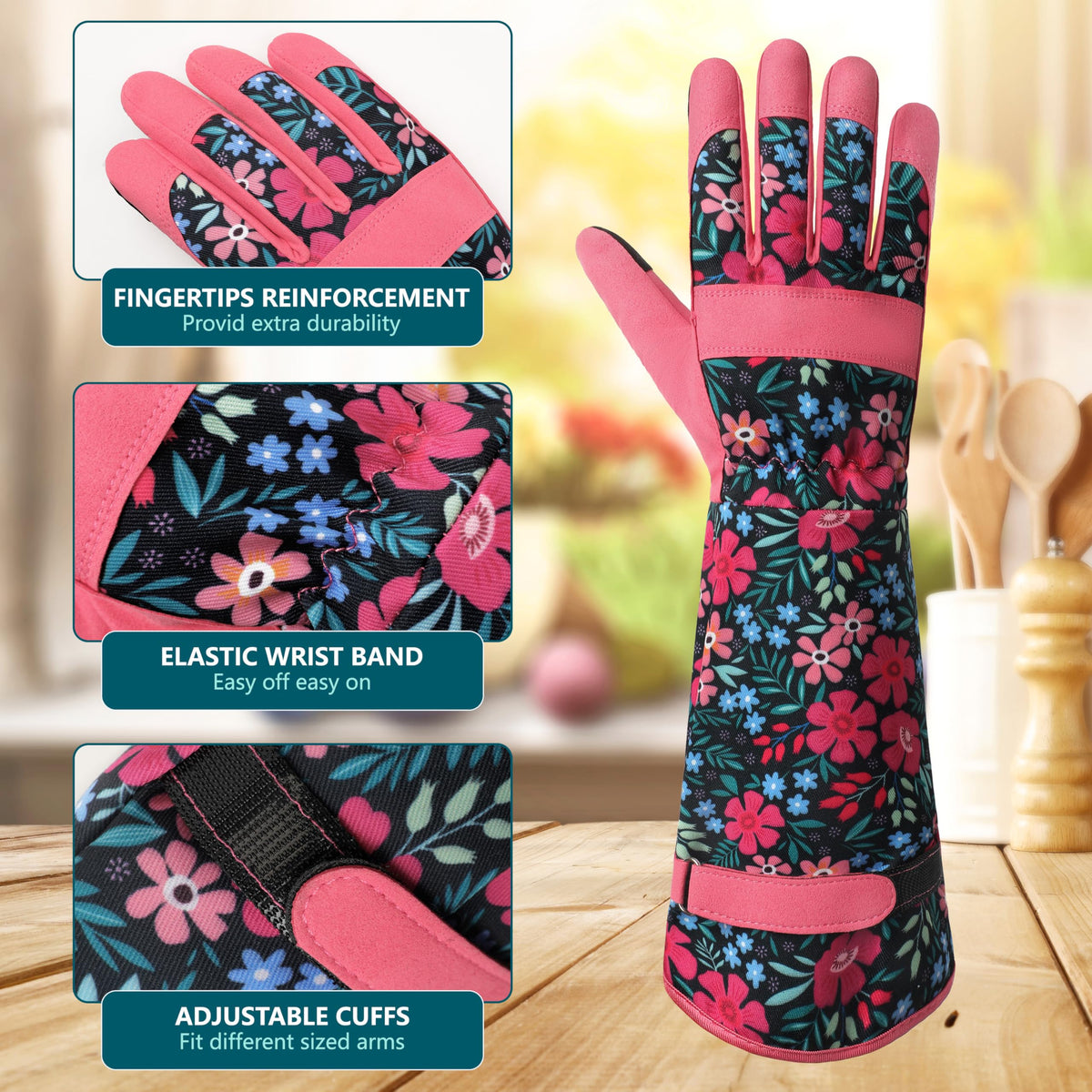 Ymomode long sleeve gloves with elastic wrist prevent debris from entering