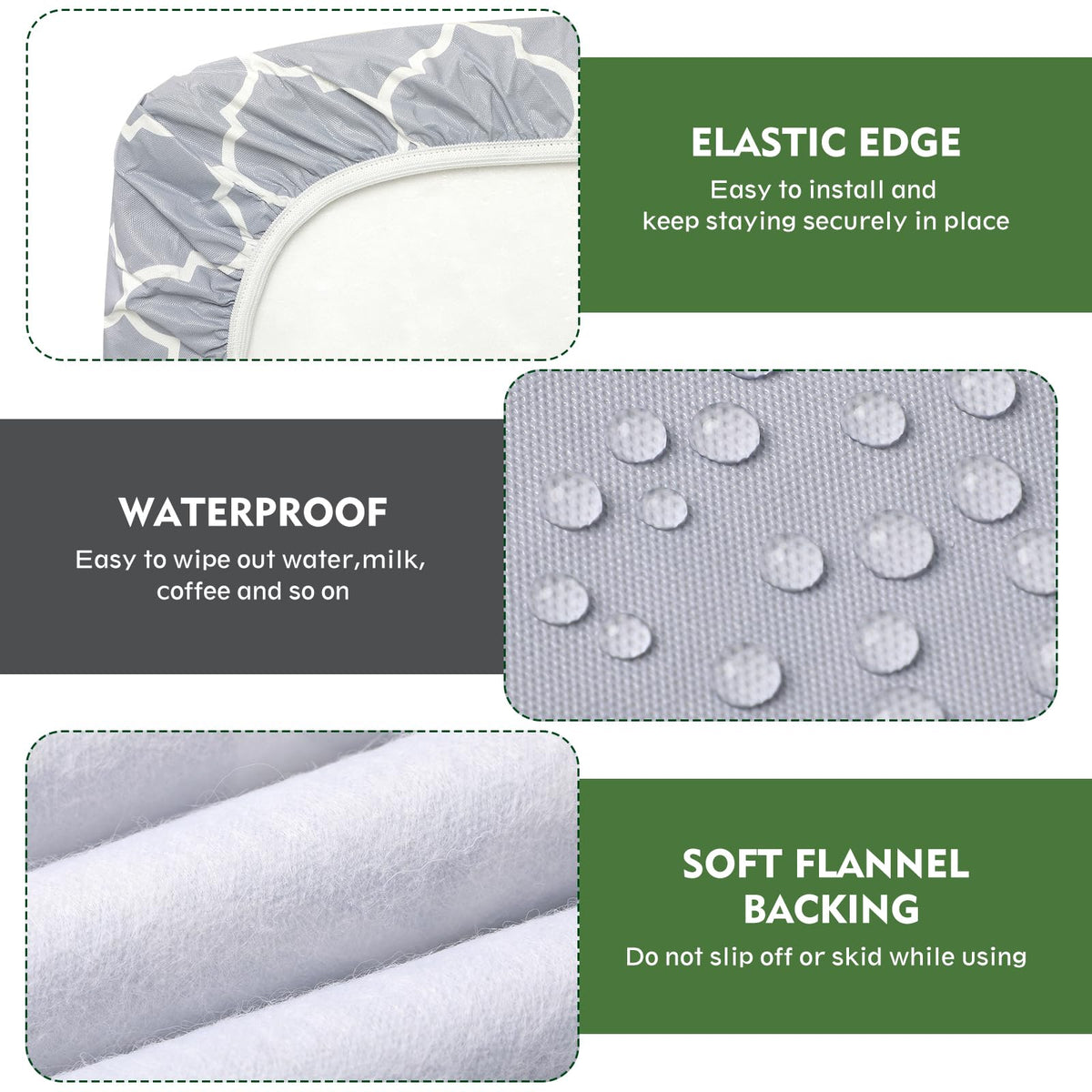Waterproof fabric close-up on Ymomode cover showing bead effect on spills