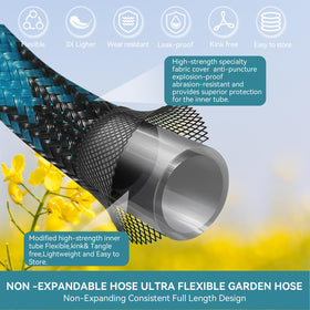 YMTEEDIO non-expandable hose maintains steady length for reliable watering.