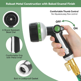 Ten spray patterns dial on YMTEEDIO nozzle for versatile watering