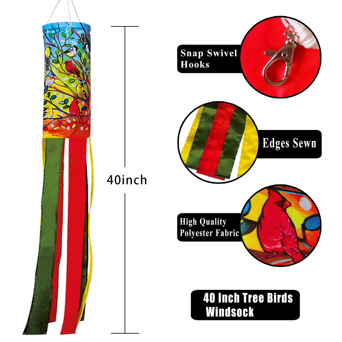 YMYIELD windsock with colorful tails adds a bright focal point to the yard.
