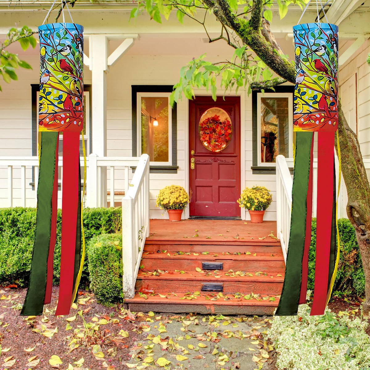 YMYIELD tree birds windsock features vibrant colors for lively outdoor movement.