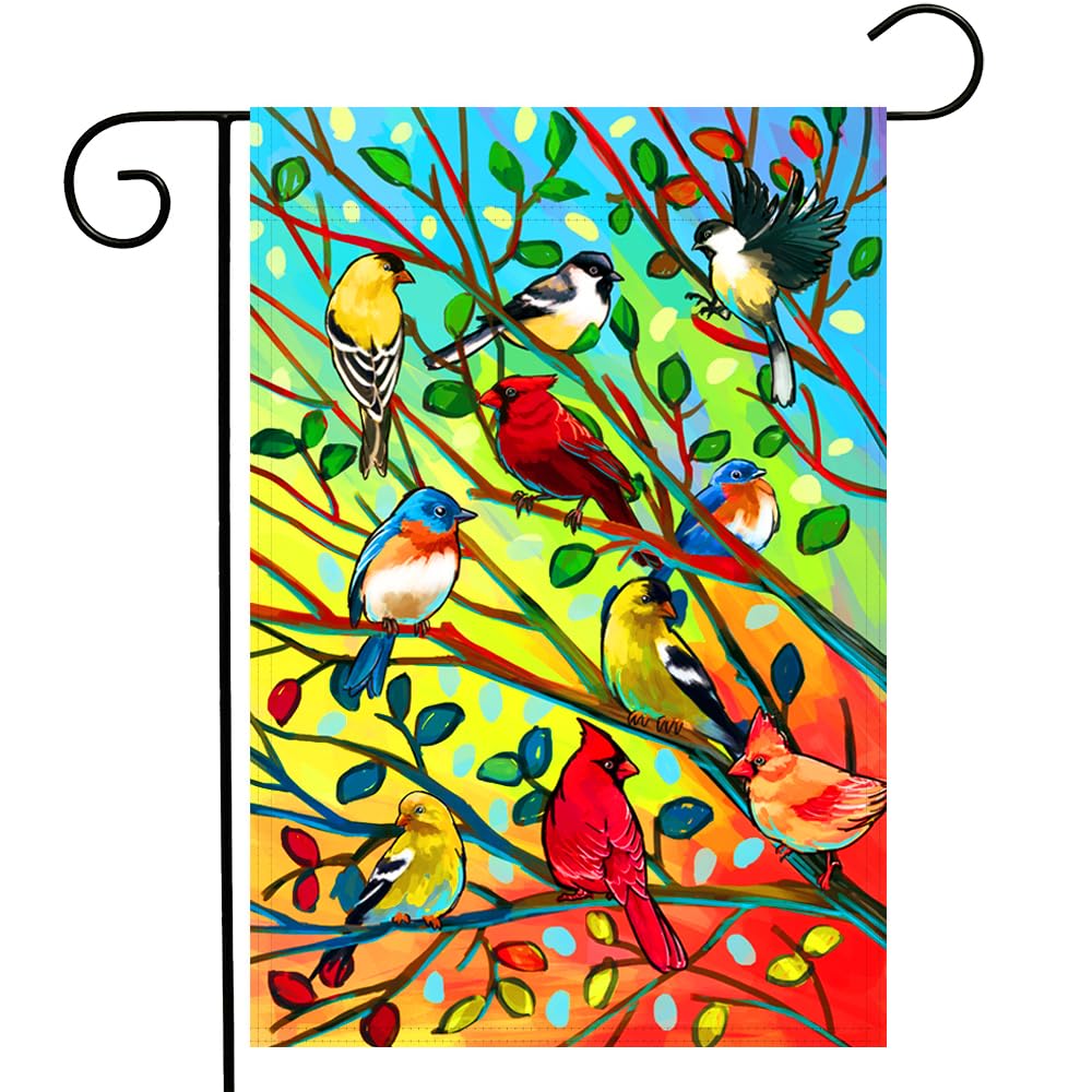 YMYIELD tree birds flag double-sided 12x18 showing crisp, durable outdoor decoration