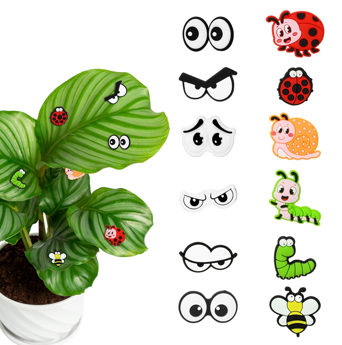 Yncotte plant magnets faces 12-pack add playful character to pots and planters.