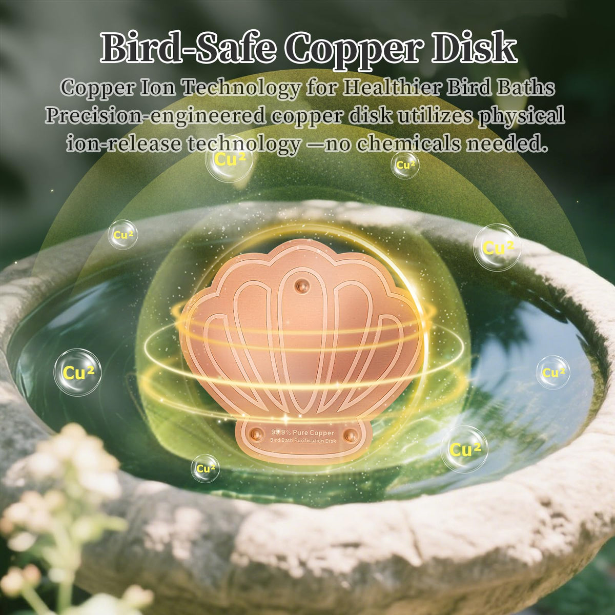 Yncotte purifying copper disk activates ions to help maintain cleaner water.