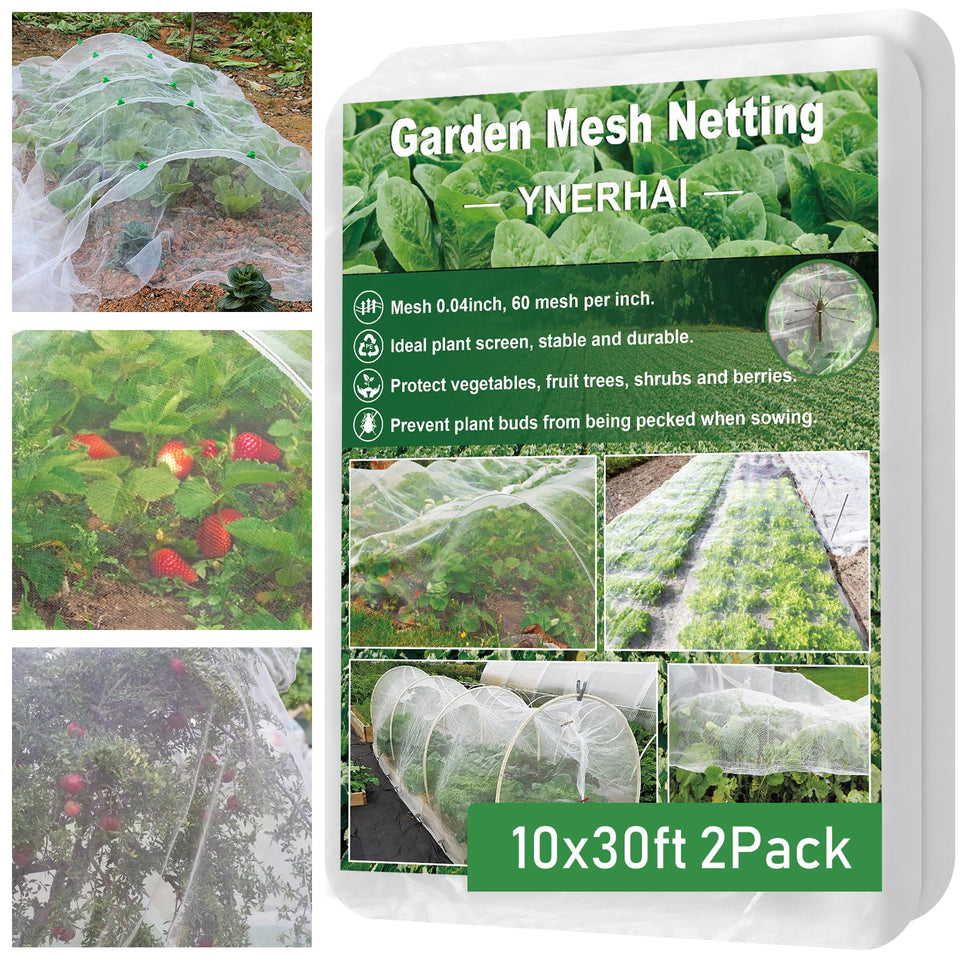 YNERHAI 2-pack garden netting over plants showing protective yet breathable texture
